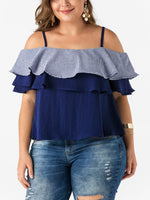 OEM Ladies Dark Blue Plus Size Tops