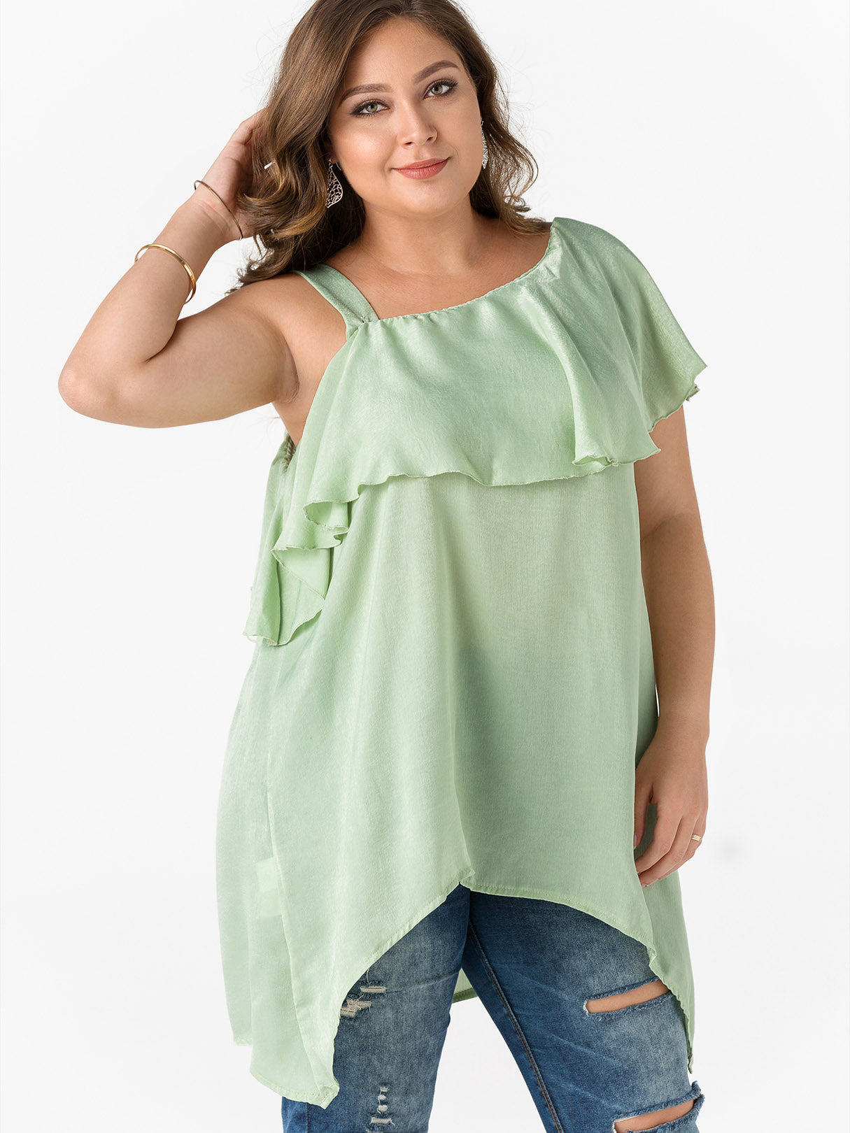 OEM Ladies Green Plus Size Tops