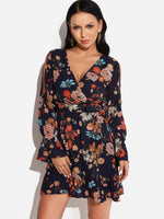 NEW FEELING Womens Navy Floral Dresses