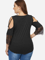 NEW FEELING Womens Black Plus Size Tops