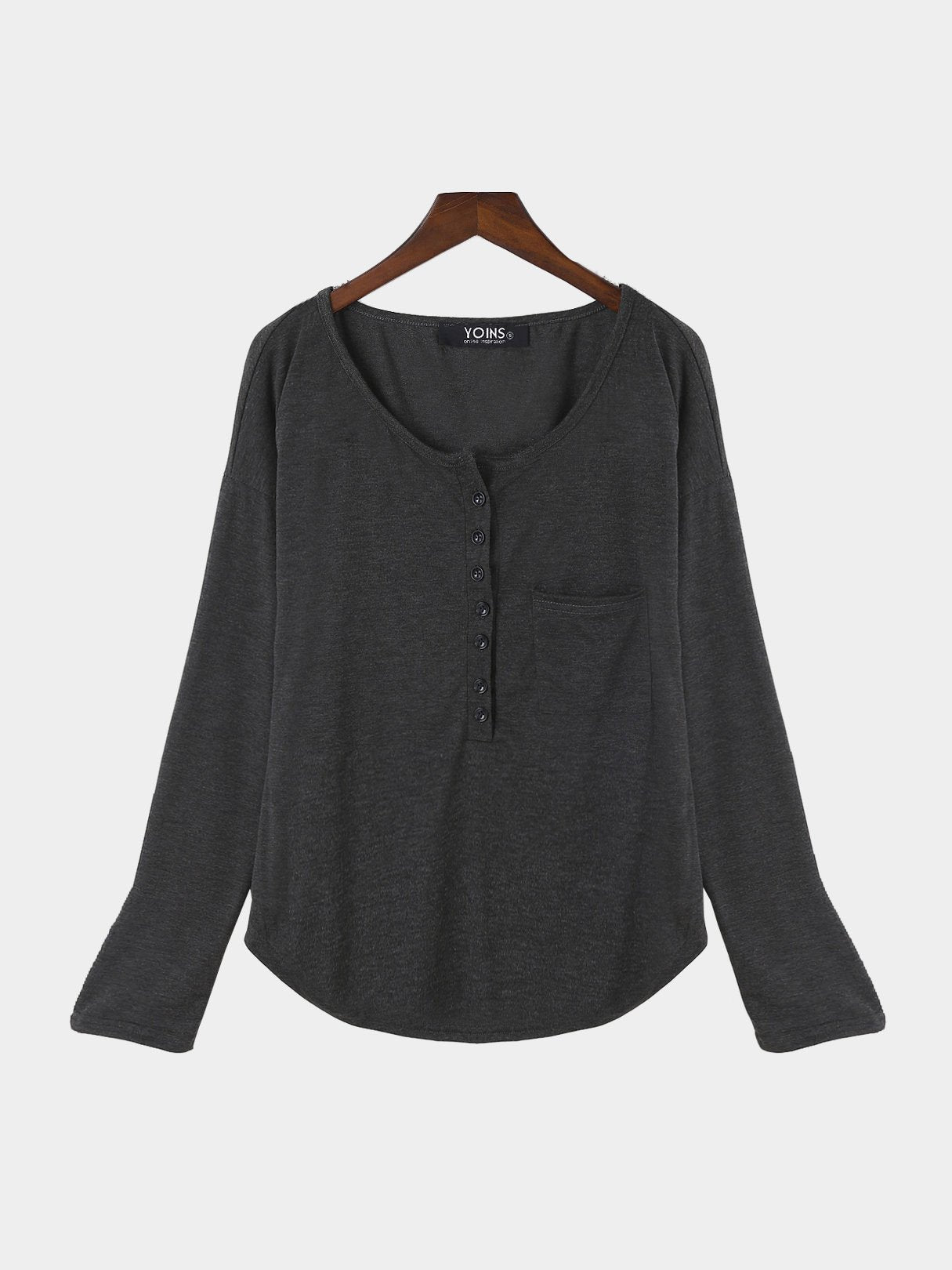 Wholesale V-Neck Long Sleeve Grey T-Shirts