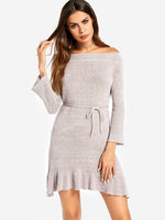 OEM Ladies Grey Off The Shoulder Dresses