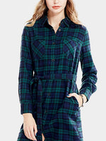 Wholesale Long Sleeve Grid Casual Dress