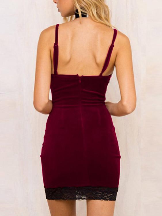 NEW FEELING Womens Burgundy V-Neck Dresses