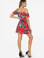 NEW FEELING Womens Red Floral Dresses