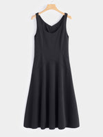 Wholesale Black Scoop Neck Sleeveless Plain Zip Back Sexy Dress