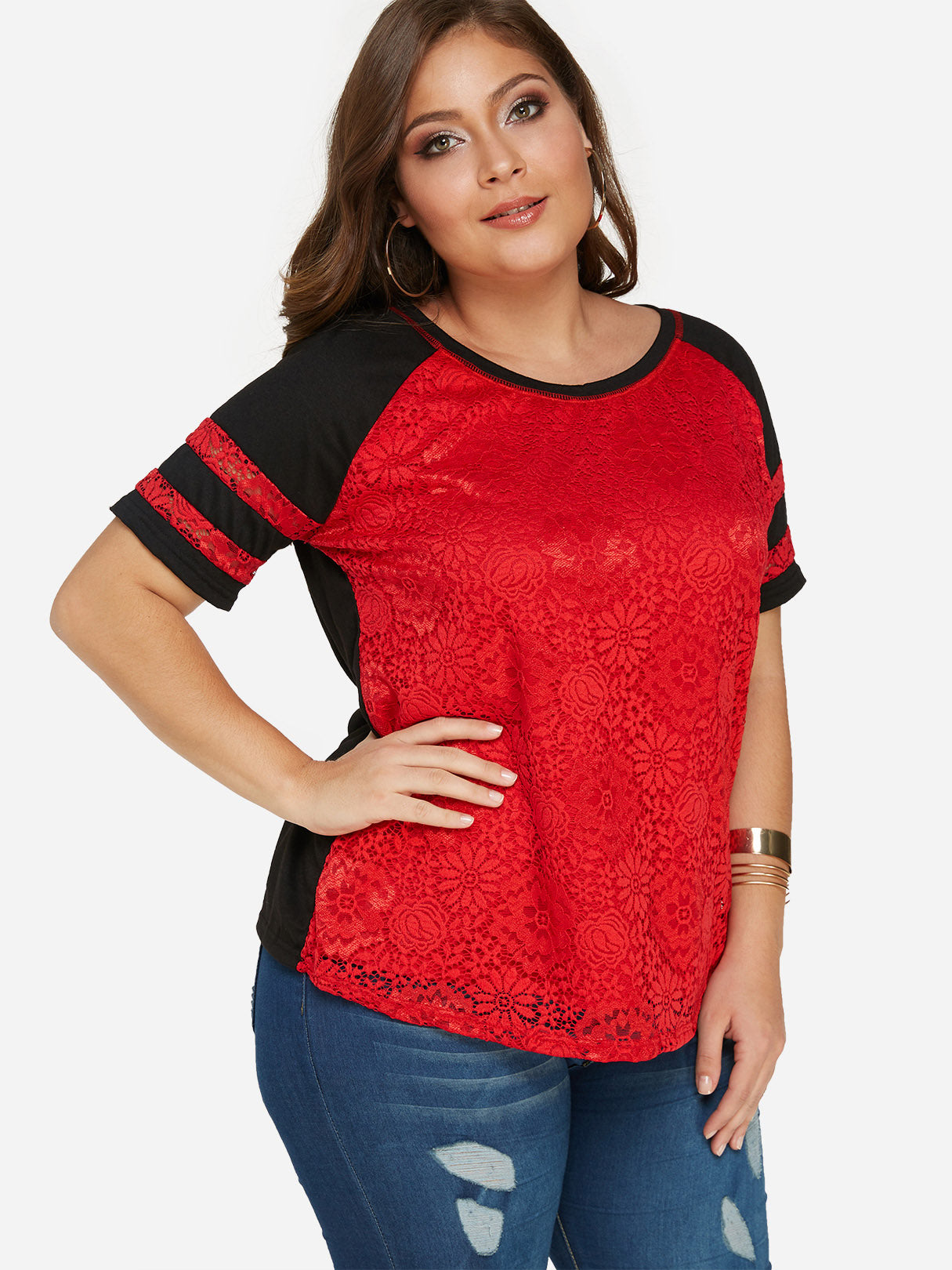 OEM Ladies Color Block Plus Size Tops
