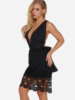 OEM Ladies Black V-Neck Dresses
