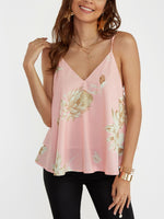 Wholesale V-Neck Floral Print Backless Spaghetti Strap Sleeveless Camis