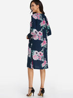 NEW FEELING Womens Blue Floral Dresses