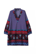 Wholesale Floral Print Folk Shirt Dress