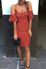 OEM Ladies Orange Off The Shoulder Dresses