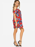 OEM Ladies Red Floral Dresses