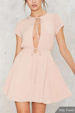 Wholesale Pink Round Neck Mini Dresses