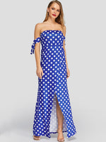 OEM ODM Womens Blue Off The Shoulder Dresses