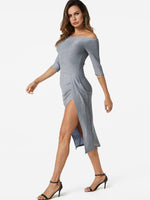 OEM Ladies Grey Off The Shoulder Dresses