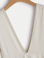 OEM Ladies Beige V-Neck Dresses