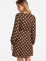 NEW FEELING Womens Coffee V-Neck Dresses