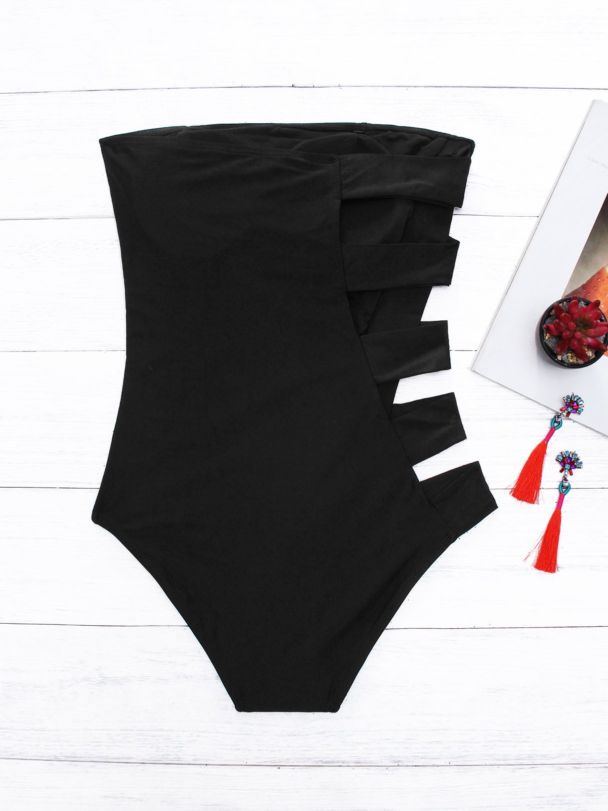 NEW FEELING Womens Black One-Pieces