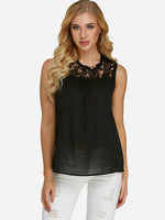 Wholesale Crew Neck Plain Lace Sleeveless Camis