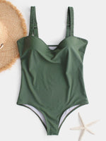 Wholesale V-Neck Sleeveless Green One-Pieces Swimwear