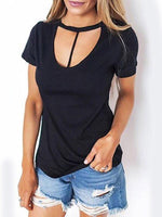 Wholesale Cut Out Black T-Shirts