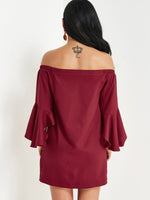NEW FEELING Womens Red Off The Shoulder Dresses