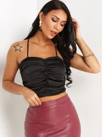 Wholesale V-Neck Backless Spaghetti Strap Sleeveless Black Camis