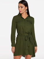 OEM Ladies Green Shirt Dresses