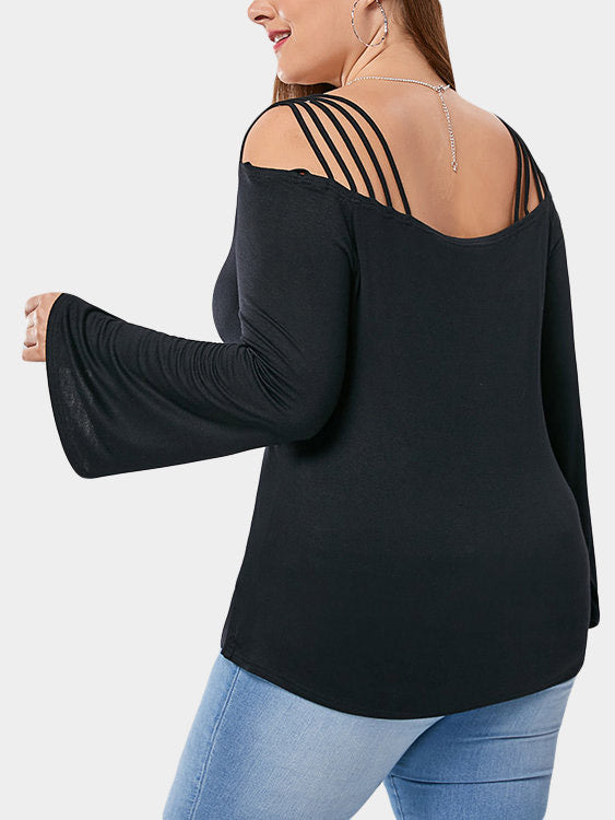 NEW FEELING Womens Black Plus Size Tops