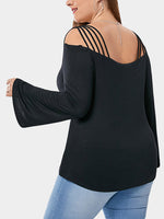 NEW FEELING Womens Black Plus Size Tops