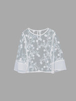 Wholesale Round Neck 3/4 Sleeve White Top