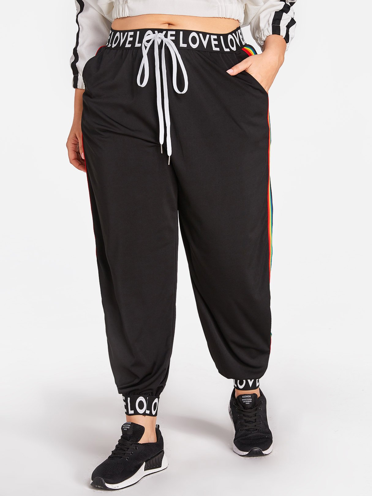 NEW FEELING Womens Black Plus Size Bottoms