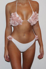 Wholesale Deep V-Neck Sleeveless Backless Lace-Up Two Piece Bikinis