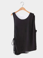 Wholesale Round Neck Sleeveless Irregular Hem Black Camis