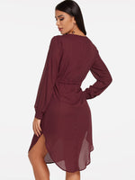 NEW FEELING Womens Burgundy V-Neck Dresses