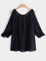 NEW FEELING Womens Black Plus Size Tops