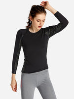 Wholesale Round Neck Camouflage Letter Long Sleeve Black T-Shirts