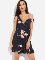 OEM Ladies Navy Floral Dresses