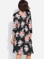 NEW FEELING Womens Black Floral Dresses