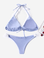 NEW FEELING Womens Sky Blue Bikinis