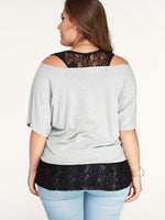 NEW FEELING Womens Grey Plus Size Tops
