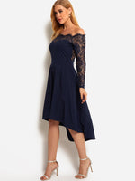 OEM Ladies Navy Off The Shoulder Dresses