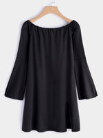 NEW FEELING Womens Black Off The Shoulder Dresses