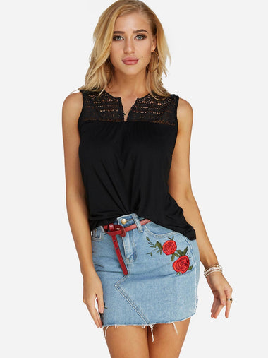 Wholesale Lace Insert V-Neck Sleeveless Camis