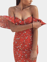 NEW FEELING Womens Orange Off The Shoulder Dresses