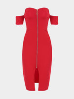 NEW FEELING Womens Red Off The Shoulder Dresses
