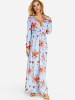 OEM Ladies Blue Floral Dresses
