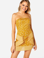 Wholesale Yellow Off The Shoulder Sleeveless Sexy Dress