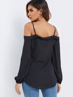 NEW FEELING Womens Black Blouses